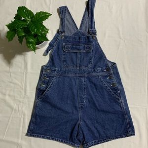 Vintage denim overall shorts